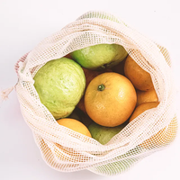100% tissu de maille de coton blanc biologique tissu de dentelle de sac d'épicerie recyclé avec de petits carrés pour la nourriture et d'autres fins