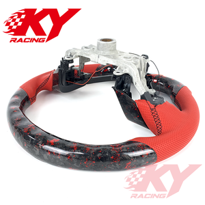 พวงมาลัยคาร์บอนไฟเบอร์สีแดงแบบฟอร์จ สำหรับ Honda Civic รุ่นที่ 9, Accord รุ่นที่ 10, SI, Acura Integra, CRV EX, X, RV, CRV U, RV Custom - Product Image 3