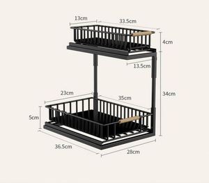 Multi-Functional Modern Shelf Kitchen <b>Sink</b> Cabinet Storage Durable Solid Wood Cabinet Seasoning <b>Basket</b> Organizer - Product Image 1