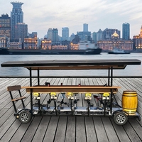 Autobús Eléctrico de Lujo con Doble Pedal y Doble Tracción para Turismo, con Barra de Cerveza y Funciones para Bodas, Estructura de Acero, Velocidad de 6 km/h