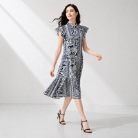 Robe chemise boutonnée à col pour femme, manches courtes à volants, imprimé feuilles tropicales, ourlet étagé, robe d'été décontractée pour la plage et les vacances