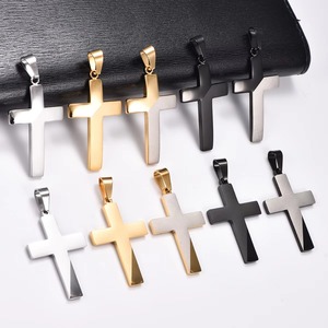 Collier pendentif croix en acier inoxydable, combinaison de couleurs, pour femmes et hommes, symbole de foi et de prière, breloques chrétiennes, chaîne en métal, bijou amulette - Product Image 2
