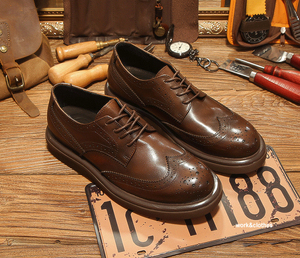 Printemps cuir véritable haut de gamme pur cuir de vachette chaussure couche supérieure cuir de vachette décontracté respirant semelle souple bloc derby chaussures pour hommes - Product Image 6