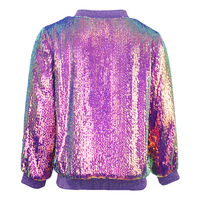 Blouson Bomber Personnalisé pour Filles, Style Urbain Audacieux et Polyvalent, avec Paillettes Iridescentes Violettes, Idéal pour les Fêtes