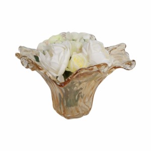 Vaso in vetro con bordo ondulato per decorazioni domestiche, centrotavola moderno - Product Image 2