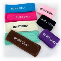 Bandeau de spa en microfibre personnalisé avec logo tissé blanc et noir pour femmes et filles, pour le soin de la peau, le lavage du visage, le maquillage