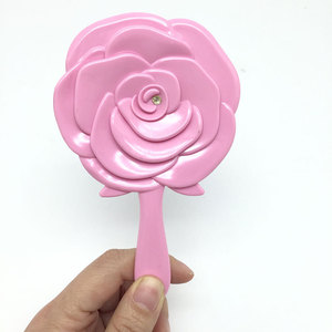 Espejo de Mano con Diseño de Rosa <span class=keywords><strong>para</strong></span> Habitación de Niñas, Estilo Europeo, Mango Tridimensional, Espejo de Maquillaje Pequeño y Práctico - Product Image 3
