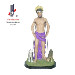 Estatua de San Lázaro en Poliresina Ecológica 3D de 60 cm, Figura del Divino Niño Jesús, Blanco Dorado, Pintada a Mano, Decoración Duradera para el Hogar - Product Image 5