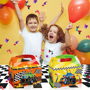 Huancai monstre camion bonbons traiter boîtes double face conception papier cadeau gâteau goodies boîte pour enfants anniversaire course fête fournitures - Product Image 2