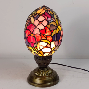Lampes de table en verre teinté pêche, décoration de salon, lampe de table en verre teinté, éclairage de chevet pour mariage à la fleur d'abricot - Product Image 1