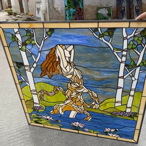 Vitral de Catedral Personalizado de 75*75 CM con Diseño de Dama para Panel de Ventana, Puerta, Pared, Vidrio de Doble Cara, Decoración China - Product Image 3