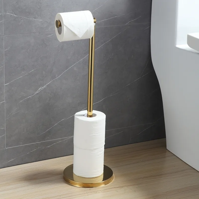 Custom Free Standing Modern Gold Tissue Roll Holder 304 Stainless Steel Toilet Paper Holder Toilet Paper Holder Stand