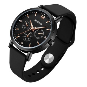 Reloj de Cuarzo Sanda 1141 Minimalista para Mujer, Resistente al Agua, con Correa de Silicona y Cuero, Elegante y Casual - Product Image 4