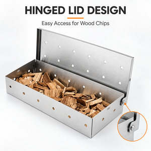 Boîte à fumée en métal pour barbecue avec trous de ventilation, accessoire pour fumer avec des copeaux de bois, pour fumer au barbecue et cuisiner au barbecue - Product Image 4
