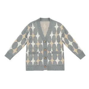 Woolen sweater women 2024 winter new gray texture miu wear a design sense of all the top