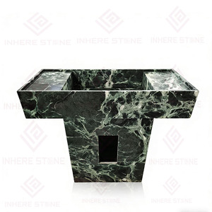 <span class=keywords><strong>Lavabo</strong></span> de Pedestal Rectangular de Mármol <span class=keywords><strong>Verde</strong></span> Alpi Acanalado, Personalizable, para Baños de Hoteles y Hogares - Product Image 2