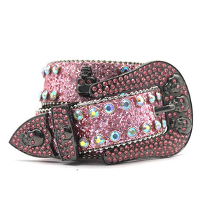 Cinturones de poliuretano brillantes con tachuelas para hombre, cinturones de piedra de cristal BB <span class=keywords><strong>Simon</strong></span> - Product Image 3