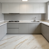 Dalle de marbre naturel poli grand format pour mur de villa, table à manger, plan de travail de cuisine, sol, décoration de maison de luxe