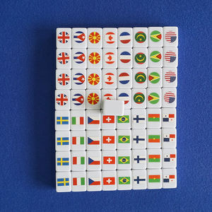 Puzzle jeu de société 65 pièces bord de mer évasion Mahjong jeu ensemble 30mm <span class=keywords><strong>noir</strong></span> rose vert pays fruits Emoj Mahjong blocs - Product Image 2