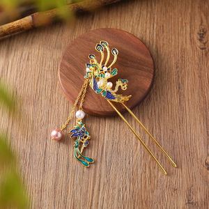 Épingle à cheveux rétro en forme de phénix pour femme, accessoire de coiffure chinois Hanfu, bijou de chignon en cristal doré, diadème vintage - Product Image 3