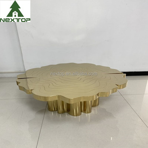 BOCA DO LOBO Espejo galvanizado de acero inoxidable Mesa de centro redonda de lujo ligera Sala de estar - Product Image 3