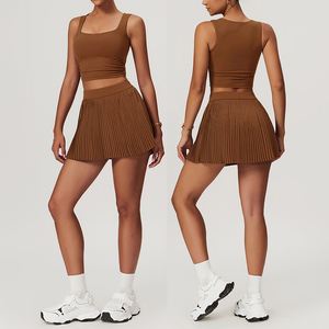 Ensemble de vêtements de <span class=keywords><strong>tennis</strong></span> pour femmes avec short à poches et jupe plissée pour femmes, tenue de sport féminine - Product Image 2