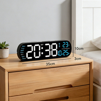Horloge murale numérique LED grande taille avec télécommande, décoration de chevet, alarme, température, calendrier, mots, bureau