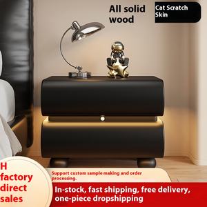 Table de Chevet Moderne en Bois Massif Peint, Classe E0, avec Tiroir et Lumière à Capteur pour <span class=keywords><strong>Chambre</strong></span> et Salon – Direct Usine - Product Image 2