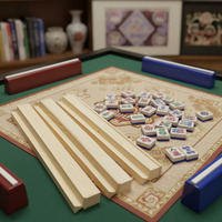 Clásico Juego de Mahjong Americano de 160 Fichas con Borde Verde, Acrílico Color Marfil, Dragón de las Cuatro Estaciones, Joker, para Noches de Juego Familiares y Festivos