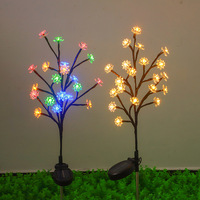Lampu Bunga LED Tenaga Surya Cherry Azalea Daisy Anggrek Teratai Salju untuk Pesta Luar Ruangan Liburan Lanskap Taman Jalur Taman Keamanan Rumput