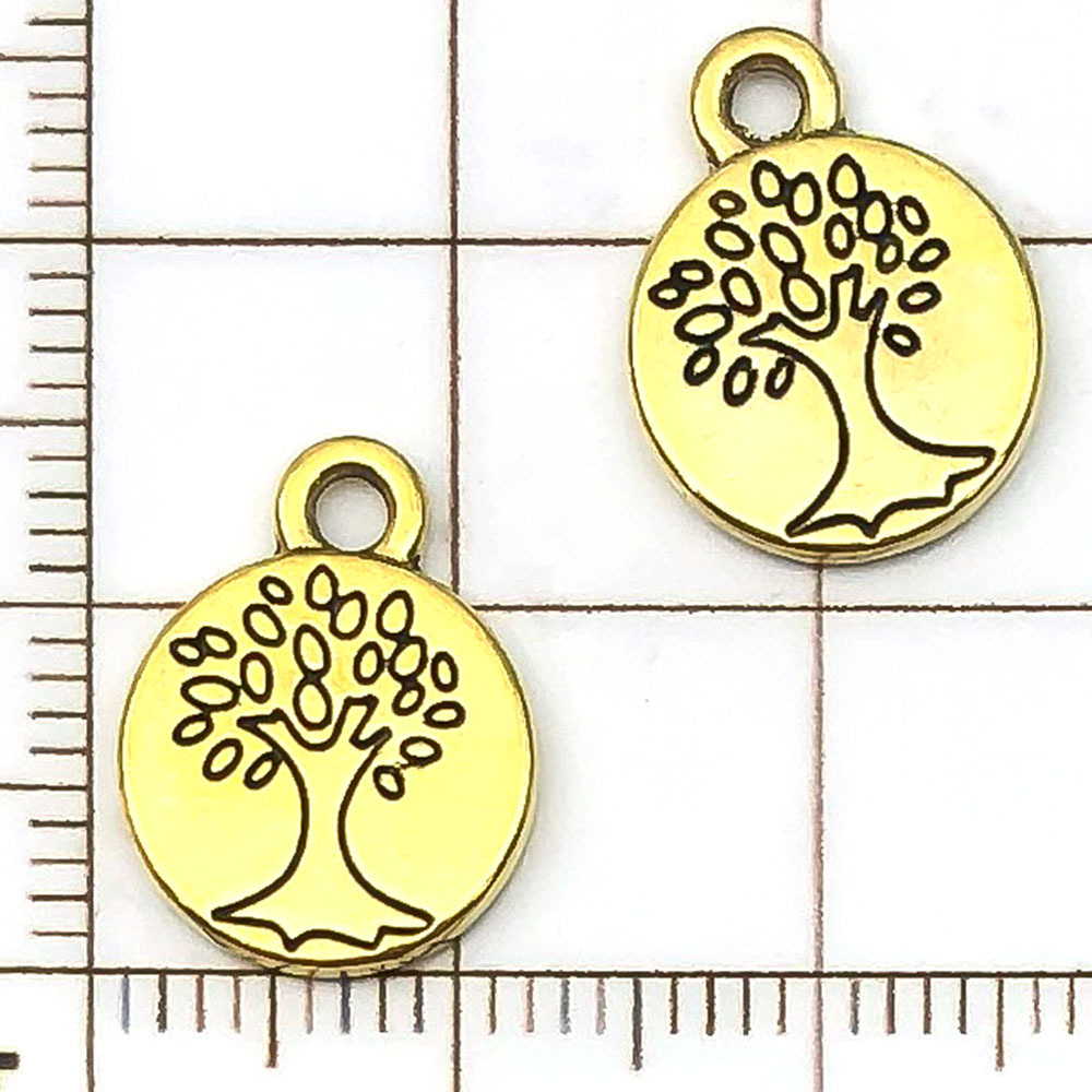 Un arbre de vie rond en or ancien - 1,1g - 15*12mm - 19871
