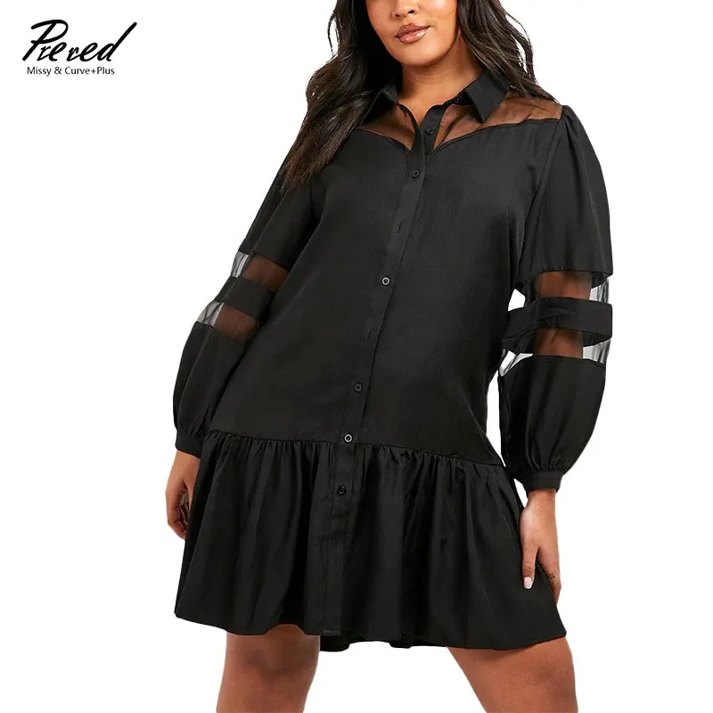 Prered 2022 New Arrivals M-2XL Plus Size Women's Dresses Long Sleeve Casual Dress Solid Loose Shirt Dress For Ladies