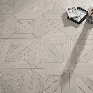 Parquet contrecollé AVANTIMORA CE en chêne brossé multicouche, qualité AB, étanche, durable, système T&G, 15 mm, motif hexagonal, style ferme - Product Image 1