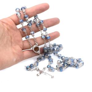 Collier chapelet en cristal Orchidée encre, Argent 925, Bijou unisexe pour cérémonie religieuse - Product Image 4