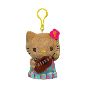 Bonito Cartoon Kitty Hawaii Praia Natação Anel Surfing Brown Skin Cat Keychain Bag Pingente Plush Toy Hawaii Plush Toy - Product Image 4