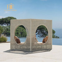 Chaise longue d'extérieur pour hôtel, structure en aluminium, rotin fait main, résistante à l'eau, séchage rapide, canapé-lit, lit de jour d'extérieur