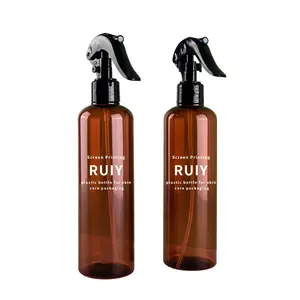 100ml 150ml 200ml With spray and screw cap Screen printing process Amber Alcohol Liquid detergent Cosmetic spray plastic bottle