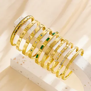 Hoge Kwaliteit Luxe Vrouwen 4Mm 6Mm 18K Gouden Titanium Stalen Armband Rvs Diamant Handmanchet Armband Armband