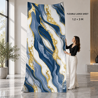 Revêtement mural auto-adhésif en marbre bleu, blanc et or, 1,2x3m, 2,3mm IXPE, pour projets de rénovation d'appartements