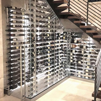 Vinoteca de Acero Inoxidable y Vidrio Transparente, Extensible, para Almacenamiento y Exhibición de Muebles para el Hogar, Montada en la Pared, del Piso al Techo, Precio de Fábrica