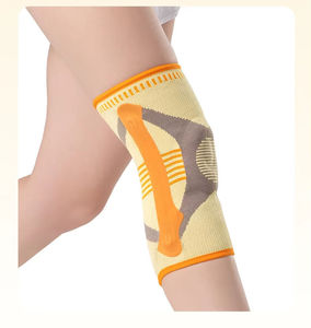 Genouillère de compression sportive tricotée avec coussinet en gel de silicone pour la rotule et stabilisateurs latéraux à ressort pour la course, le basketball, la gym et le fitness - Product Image 3