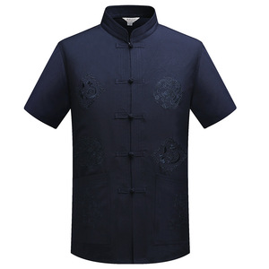Top étnico de verano para hombre, estilo Hanfu informal, manga corta, combina con todo, traje Tang tradicional chino para ancianos de mediana edad para todos - Product Image 4