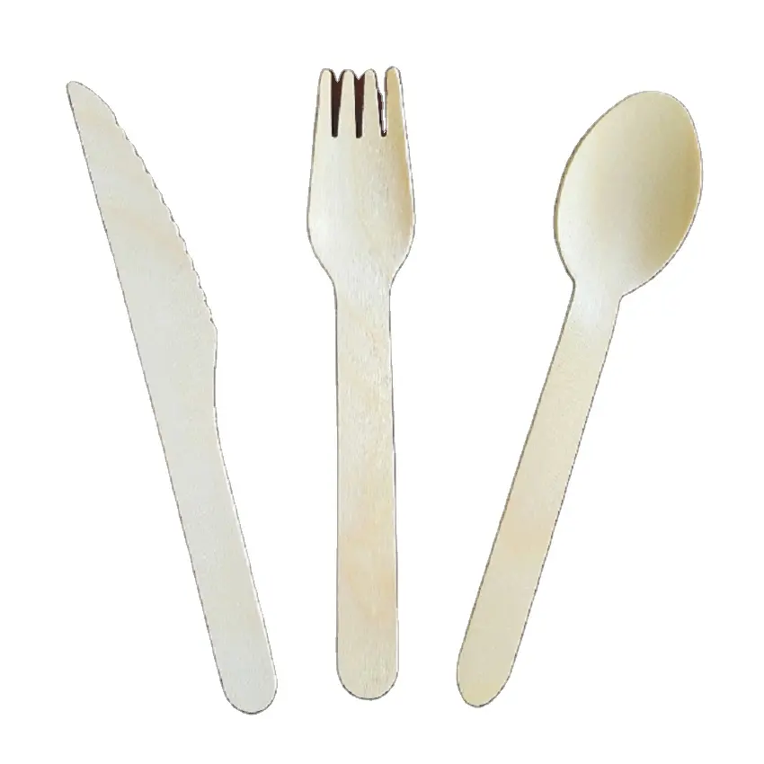 Disposable Wooden Cutlery Set Printing Hot stamp Branding Logos wooden fork and spoon