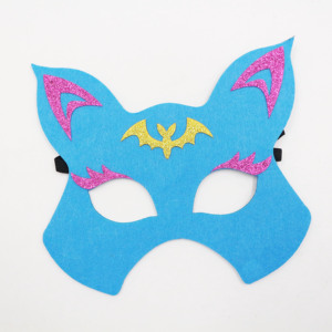 Conjunto de Disfraz de Murciélago de Fieltro para Niños, 2 Piezas: Alas Azules y Máscara con Detalles de Brillo Rosa - Product Image 3