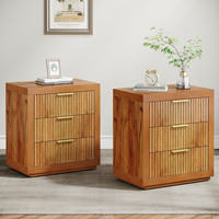 Table de chevet moderne en bois massif DU'S, meuble de chambre simple et discret à trois tiroirs de grande capacité, prix abordable