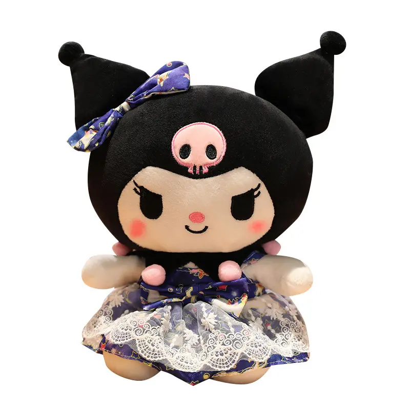 Botu, venta al por mayor, muñeco de peluche de anime kawaii, vestido de Kuromi con bolsa de suéter, regalos de cumpleaños lindos, decoración del hogar, juguetes de peluche de anime