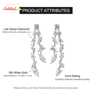 Pendientes de Diamantes Cultivados en Laboratorio Hechos a Medida con Hoja de Oro, Joyería de Oro Sólido de 10K/14K/18K, Pendientes de Diamantes de Laboratorio con Corte Marquesa y Pera VVS DEF - Product Image 6