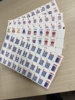 Jeu de Mahjong Bleu de 160 Pièces Gravées, Thème Fête de l'Indépendance Américaine Déesse de la Liberté, Moderne/Classique, Logo Personnalisé Premium