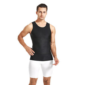 Camiseta de compresión deportiva para hombres, chaleco <span class=keywords><strong>moldeador</strong></span> de cuerpo con sensación fresca, reafirmante de barriga de tiburón, para ocultar ginecomastia - Product Image 2