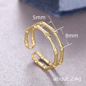 Anello Regolabile in Bambù per Donne, Fascia Aperta Minimalista, Accessorio di Moda per Uso Quotidiano - Product Image 5